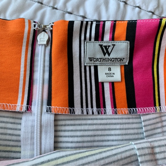 Worthington Skirt 8 Stripes Midi Pencil Zipper NWOT - Picture 4 of 5